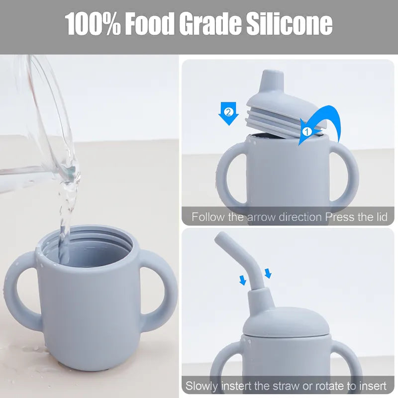 Children's Silicone Straw Cup - Double Leakproof