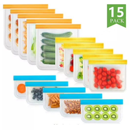 Reusable Silicone Fresh Storage Bags 
5, 8, 10, 13, or 15 Pack!